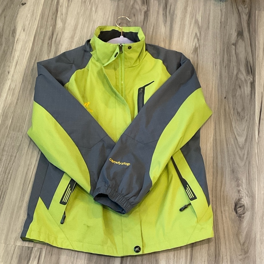 Diamond Supply Co. Lime Green and Charcoal Women’s Raincoat Size XS - Picture 10 of 16